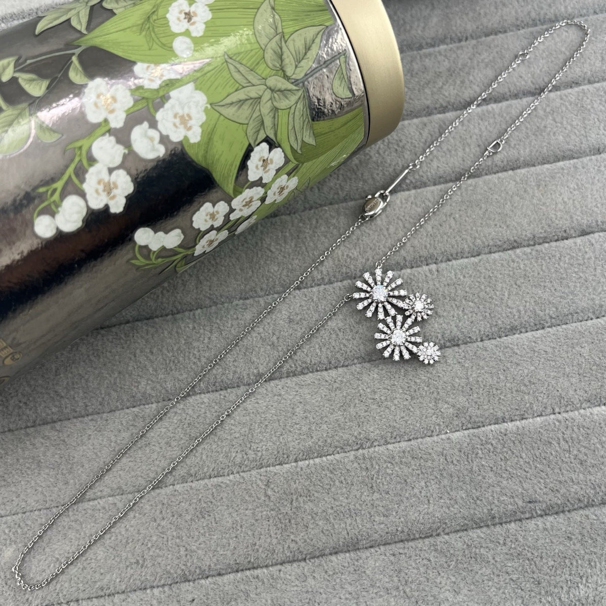 Damiani Style Floral Cubic Zirconia 18K Gold-Plated Necklace